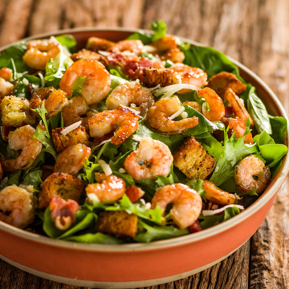 Receita de Salada caesar de camarão