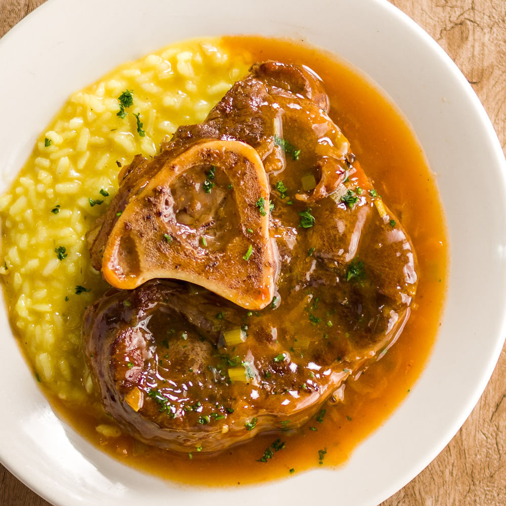 Receita de Ossobuco com risoto de parmesão