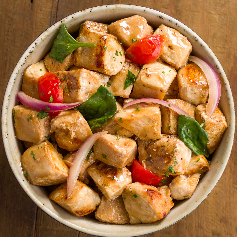 Receita de Cubos de Frango Refogado com Espinafre