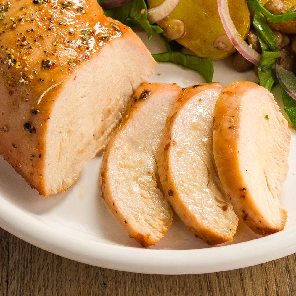 Receita de Filé de Peito com Salada de Lentilhas e Batata