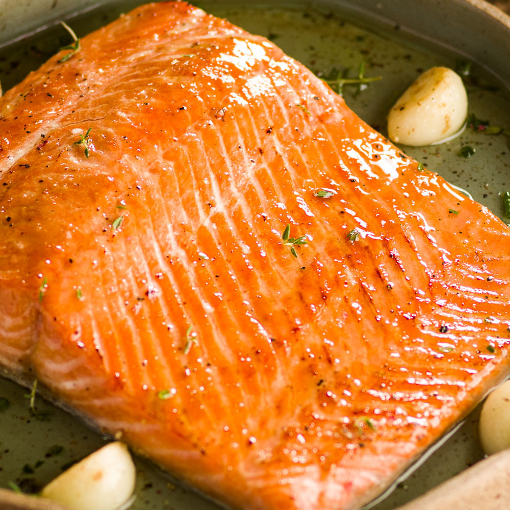 Receita de Lombo de salmão no azeite de alho