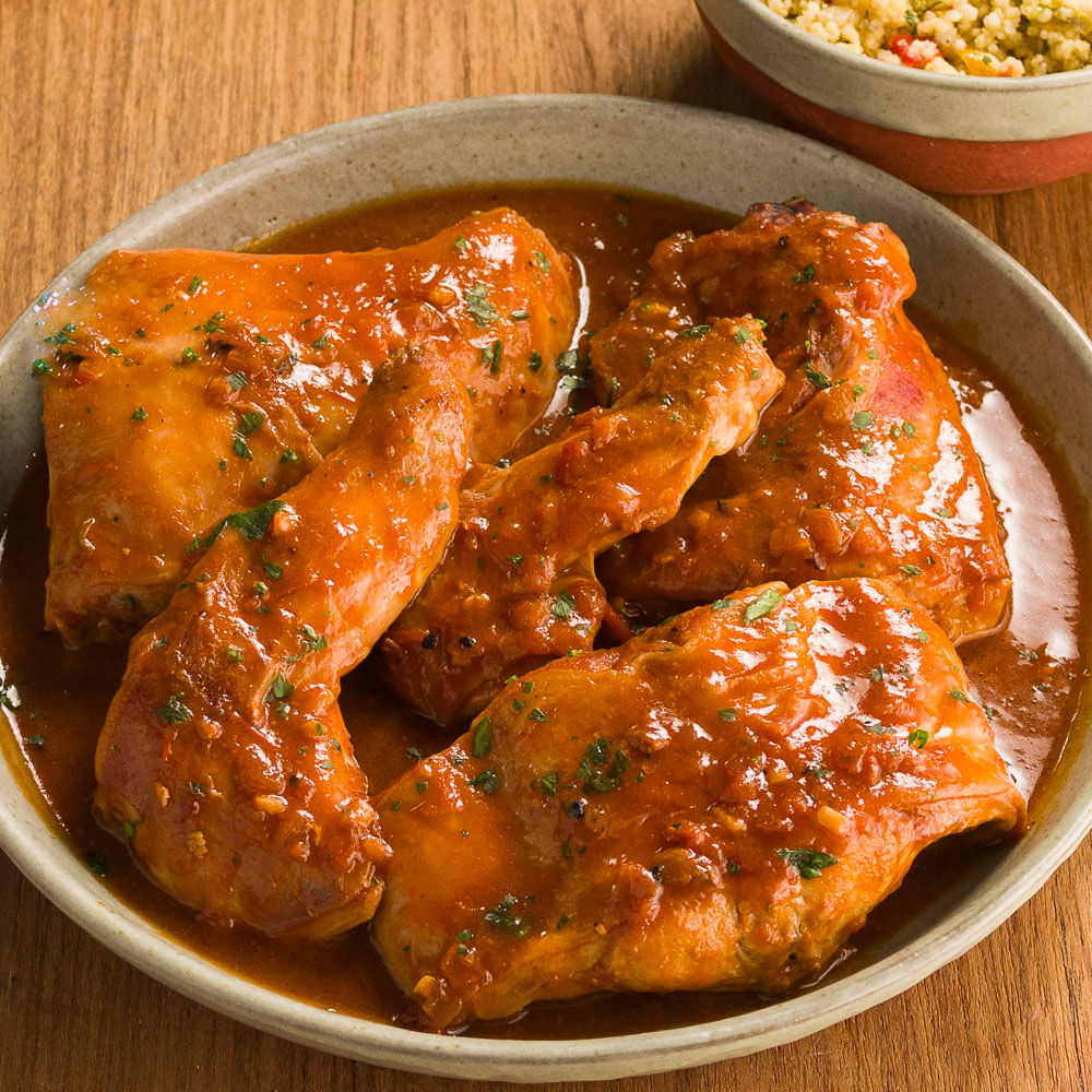 Receita de Coelho ao molho com cuscuz marroquino