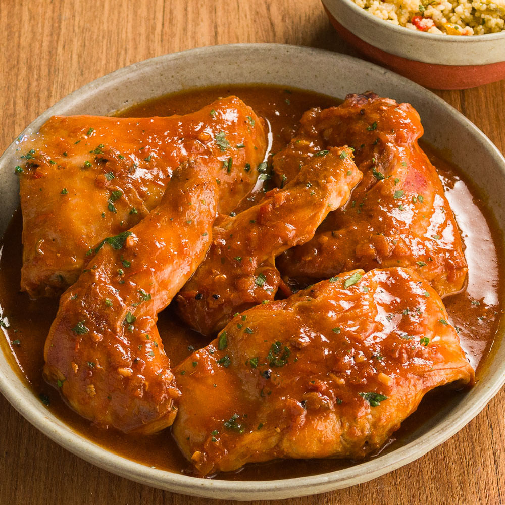 Receita de Coelho ao molho com cuscuz marroquino