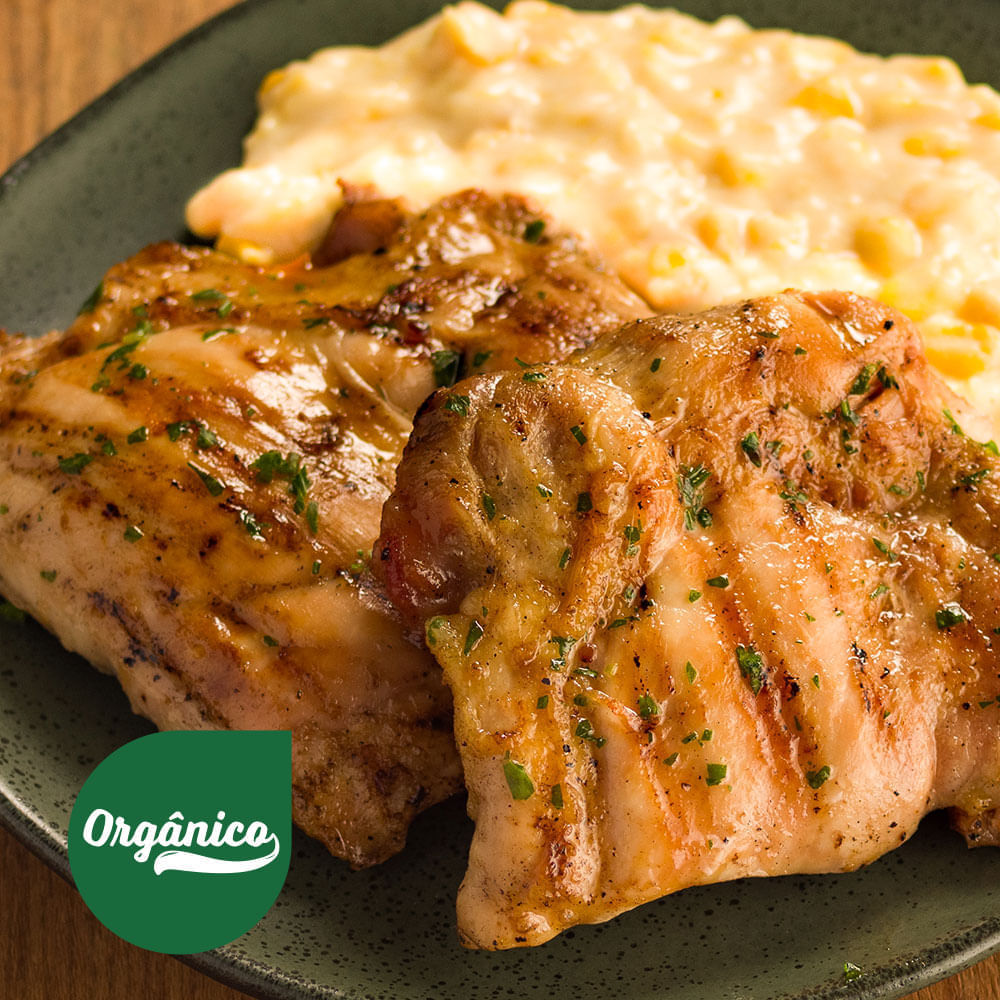 Receita de Filé de coxa sobrecoxa orgânico com pesto
