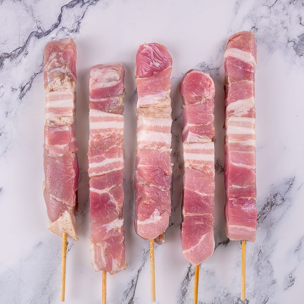 Receita de Espetinho de Panceta com Salsa de Gengibre e Cebolinha
