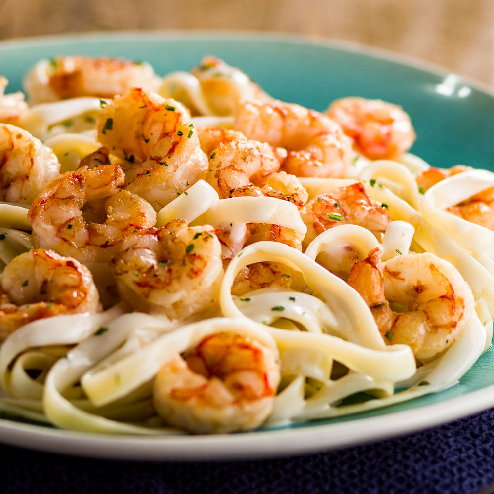 Receita de Camarão Fettuccine Alfredo