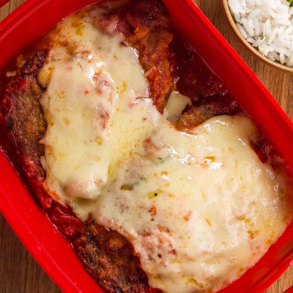 Receita de Bife a parmegiana com arroz