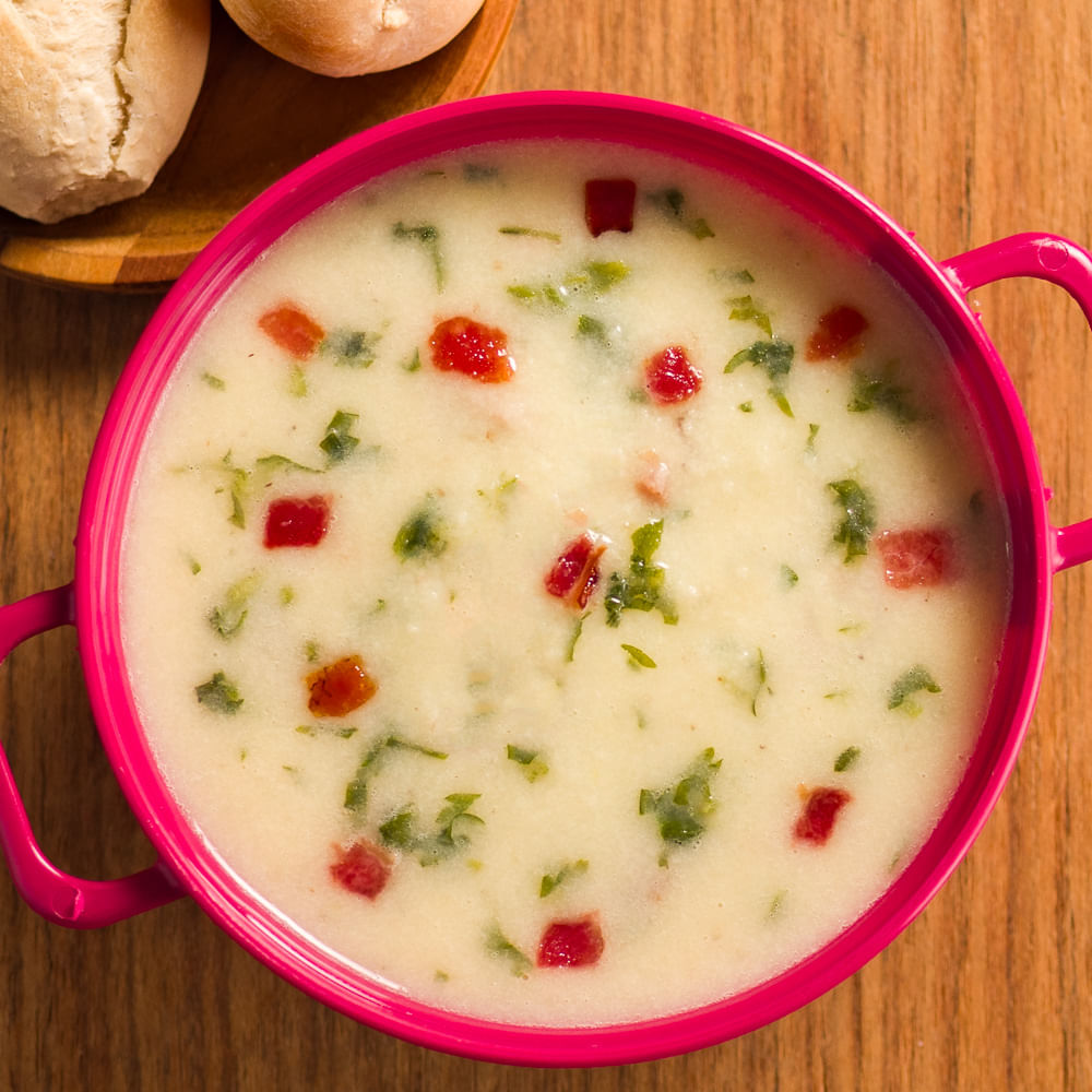 Receita de Creme de Batata com Pão Francês