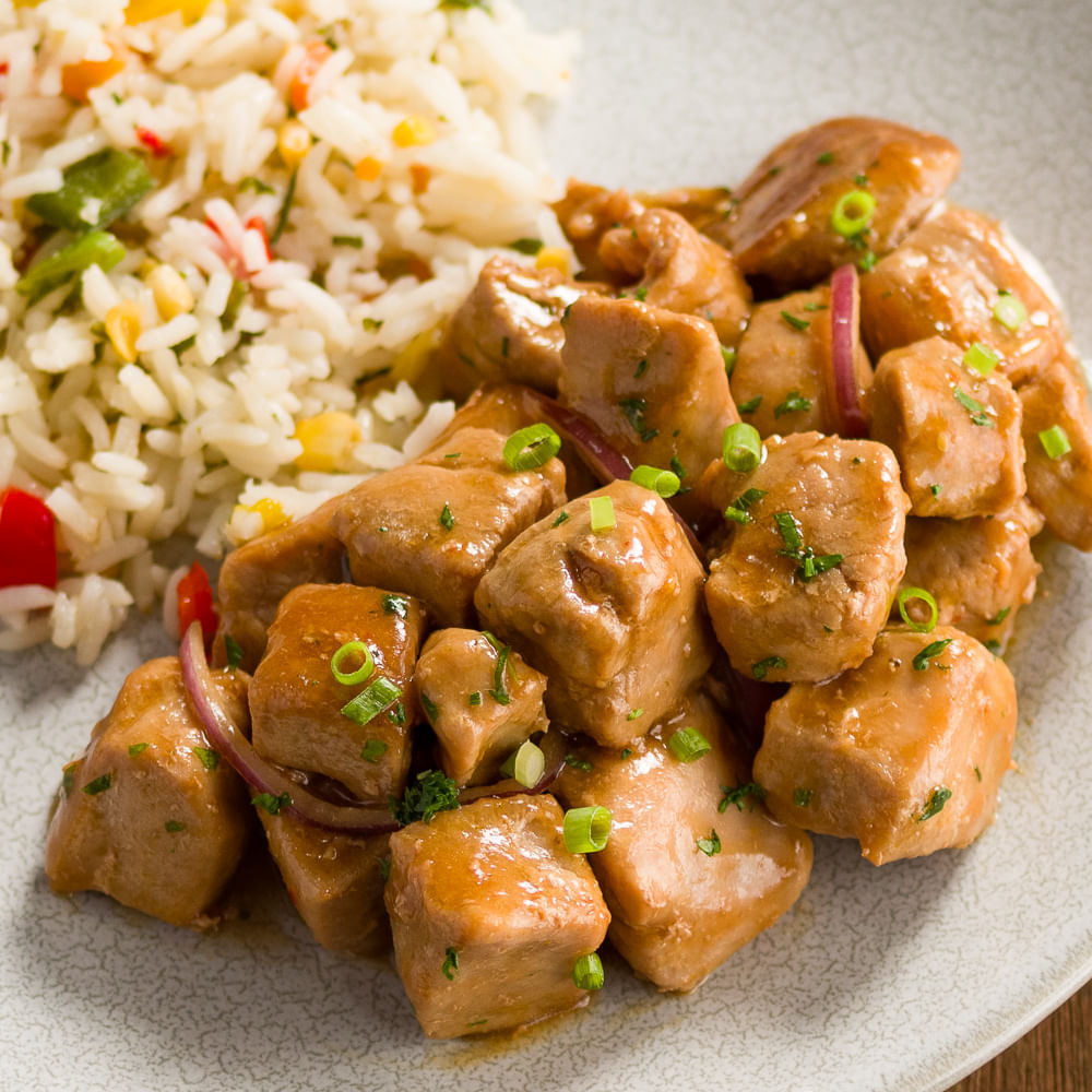 Receita de Filé Mignon Suíno com Arroz à Grega