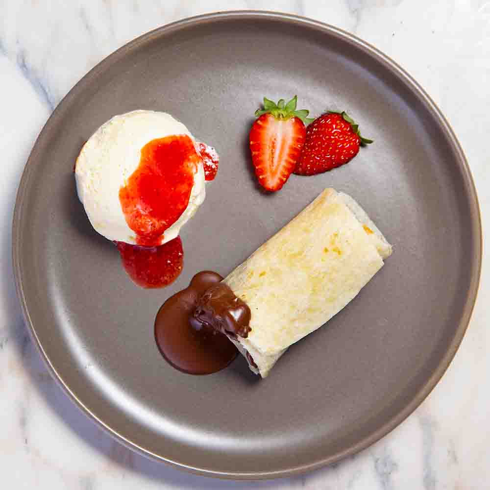 Receita de Burrito de Chocolate, Sorvete e Calda de Morango
