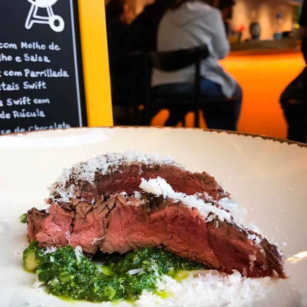 Receita de Fraldinha com Pesto de Rúcula