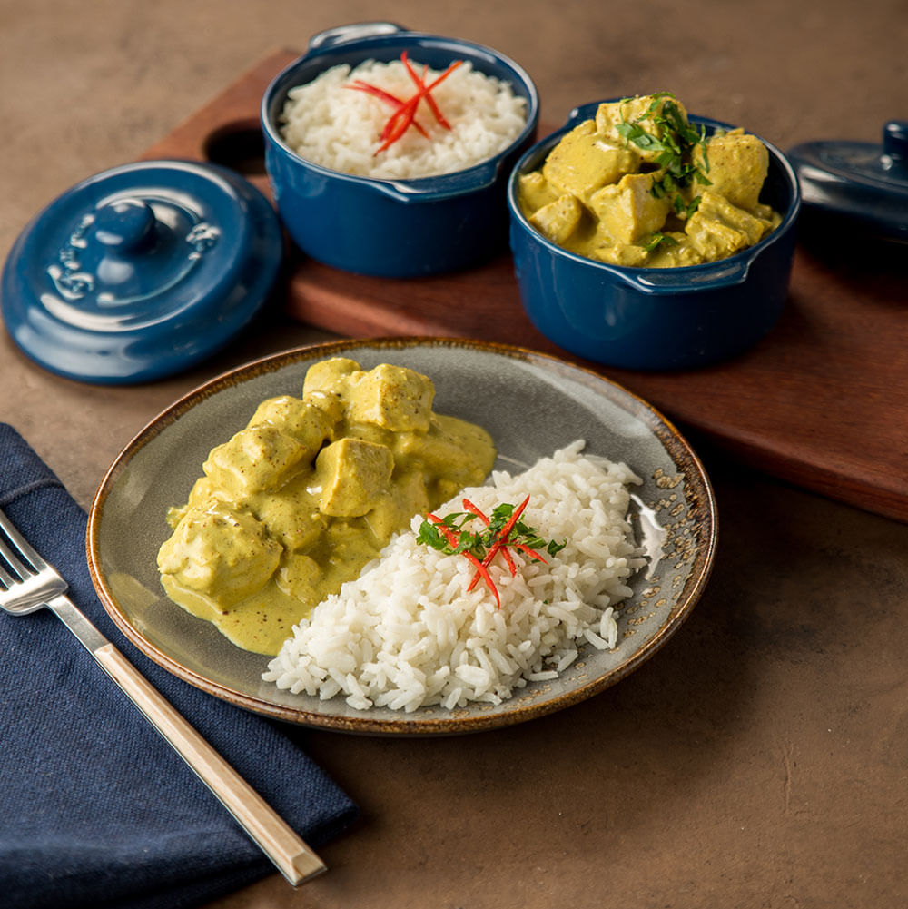Receita de Frango ao Curry com Arroz Branco