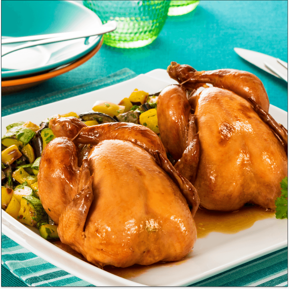 Receita de Galeto Marinado com Legumes Assados