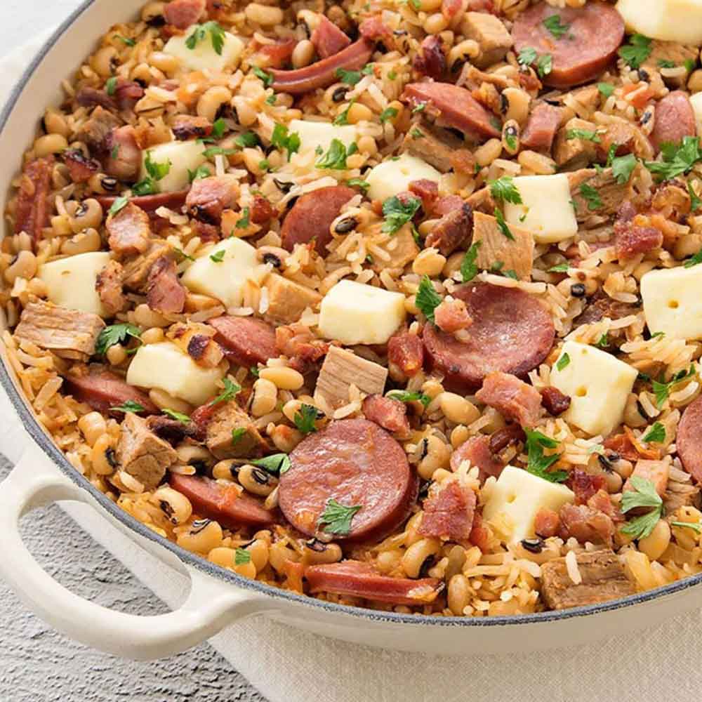 Receita de Arroz Carreteiro de Lagarto, Paio e Queijo Coalho