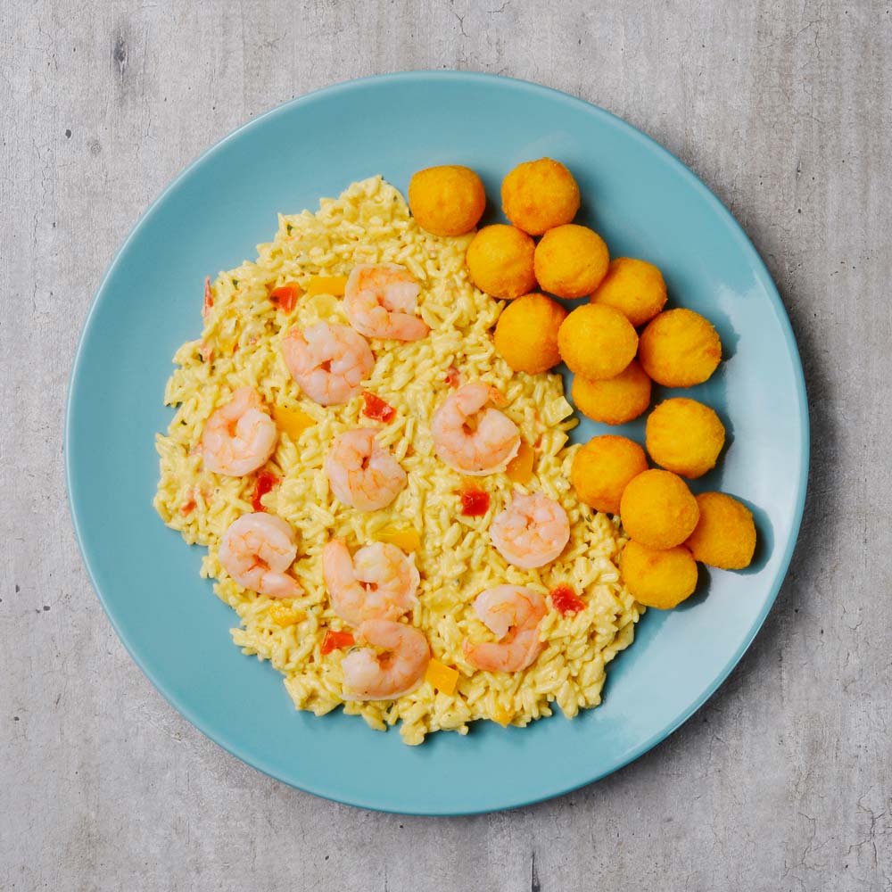 Receita de Arroz Cremoso com Camarão com Batata Noisette