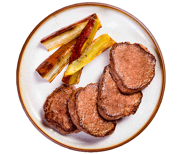 Bife de file mignon com batata doce