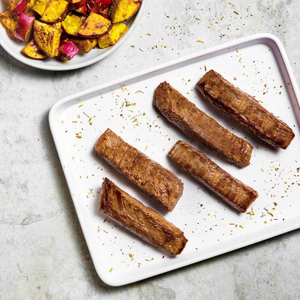 Receita de Bife do Vazio grelhado com batata doce assada