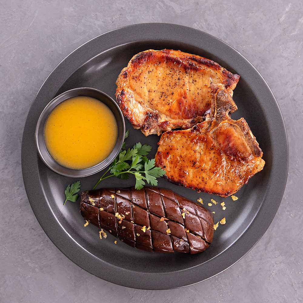 Receita de Bisteca com Berinjela Assada