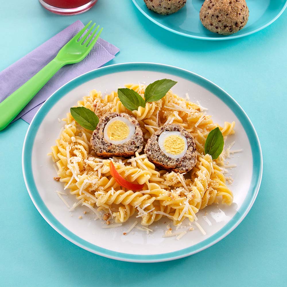 Receita de Bolovinho Suíno com Macarrão e Farofinha