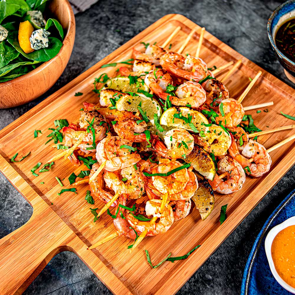 Receita de Camarão Grelhado com Molho Thai e Salada de Rúcula