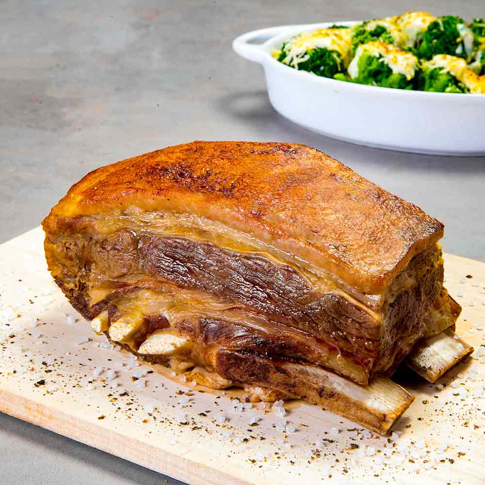 Receita de Costela Bafo Assada com Brócolis Gratinado