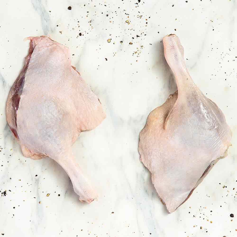 Receita de Coxa e sobrecoxa de pato assada com purê de maçã