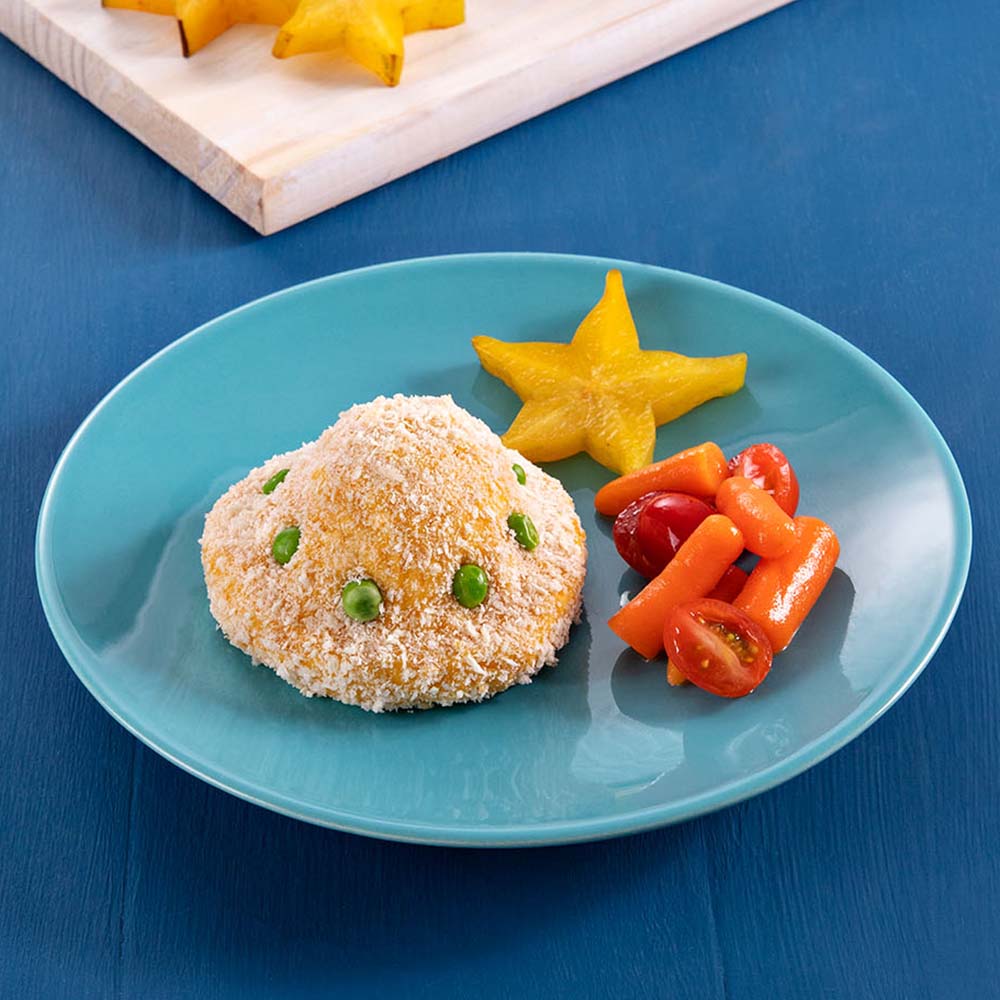 Receita de Disquinhos de Frango com Mandioquinha e Saladinha