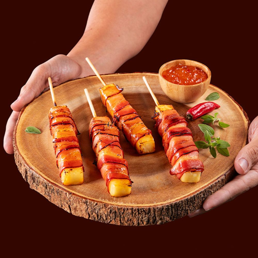 Receita de Espeto de Queijo com Bacon e Geleia de Pimenta