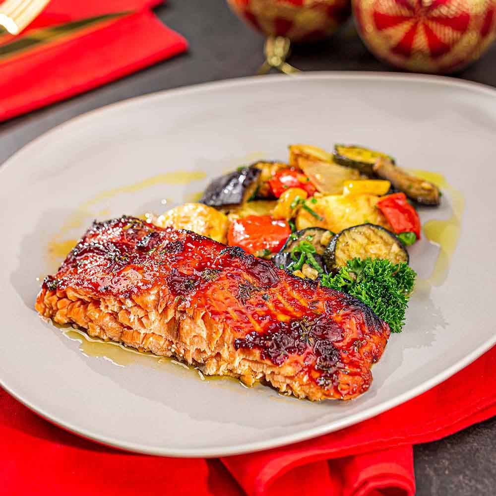 Receita de Filé de salmão assado na geleia de cereja