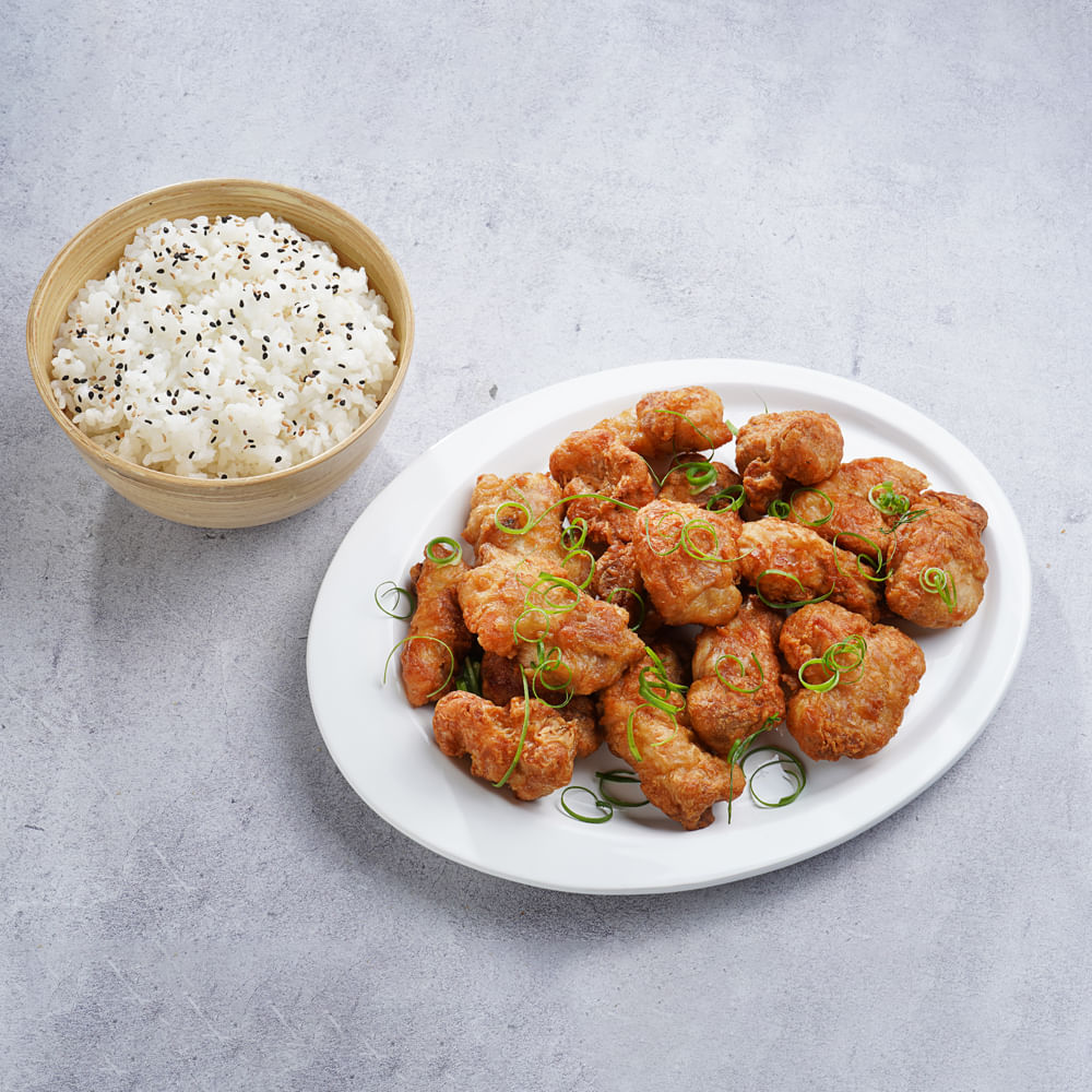 Receita de Frango Karaage com Arroz Japonês