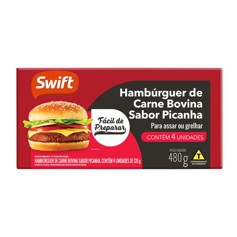 Hambúrguer Sabor Picanha Swift 480g - Loja Online Swift - Swift