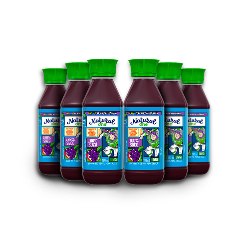 Pack 6 Sucos de Uva Natural One 180ml