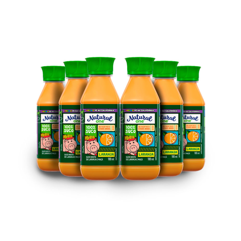 Pack 6 Sucos de Laranja Natural One 180ml