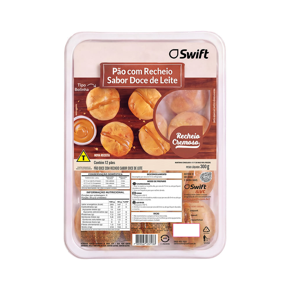 Pão Recheado Doce de Leite Swift 300g