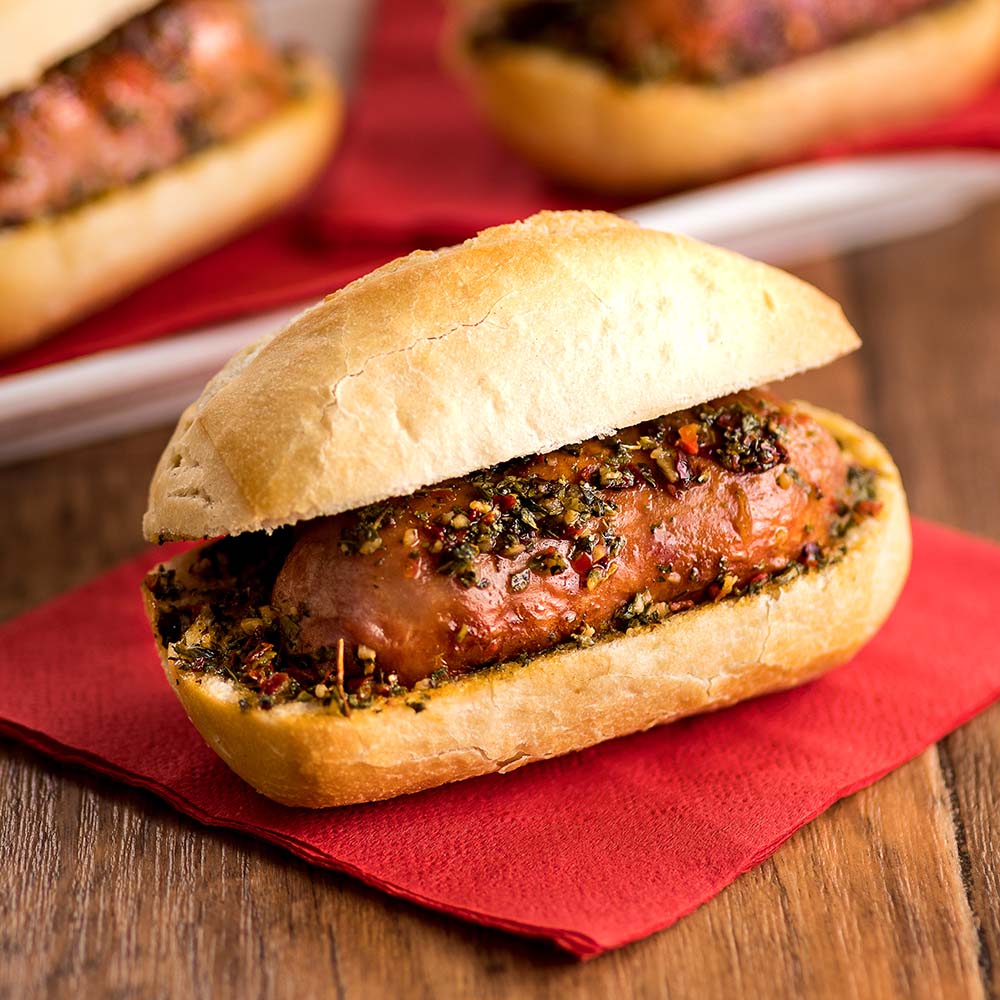Lanche de Linguiça de Pernil com Chimichurri
