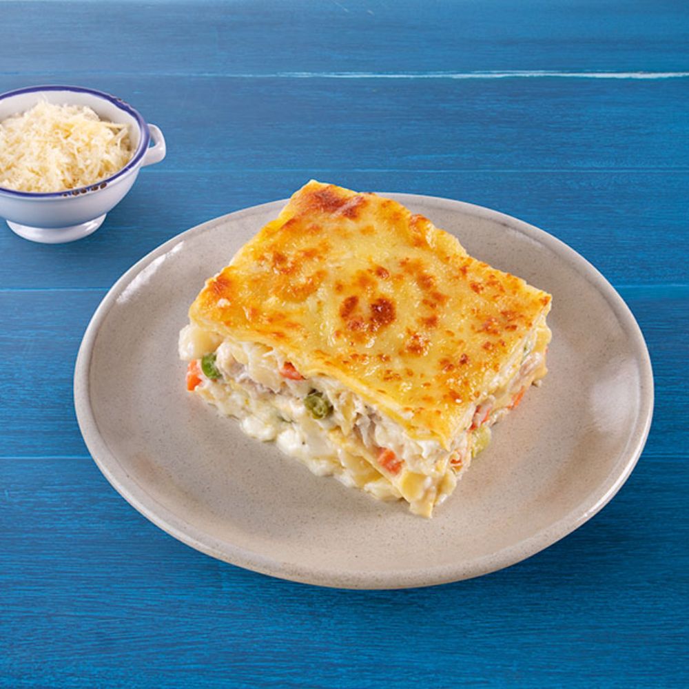 Lasanha de Pescada com Legumes ao Molho Branco