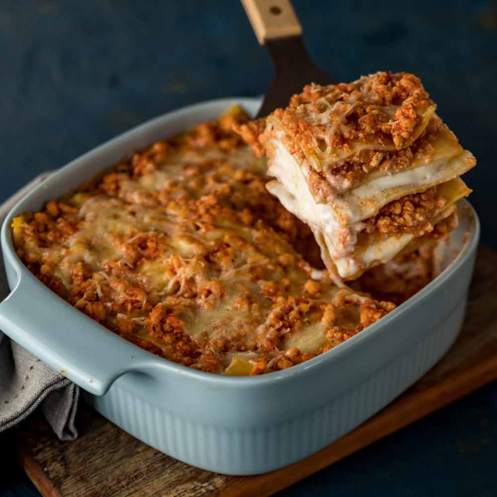 Lasanha de Carne Moída de Frango e Molho Branco