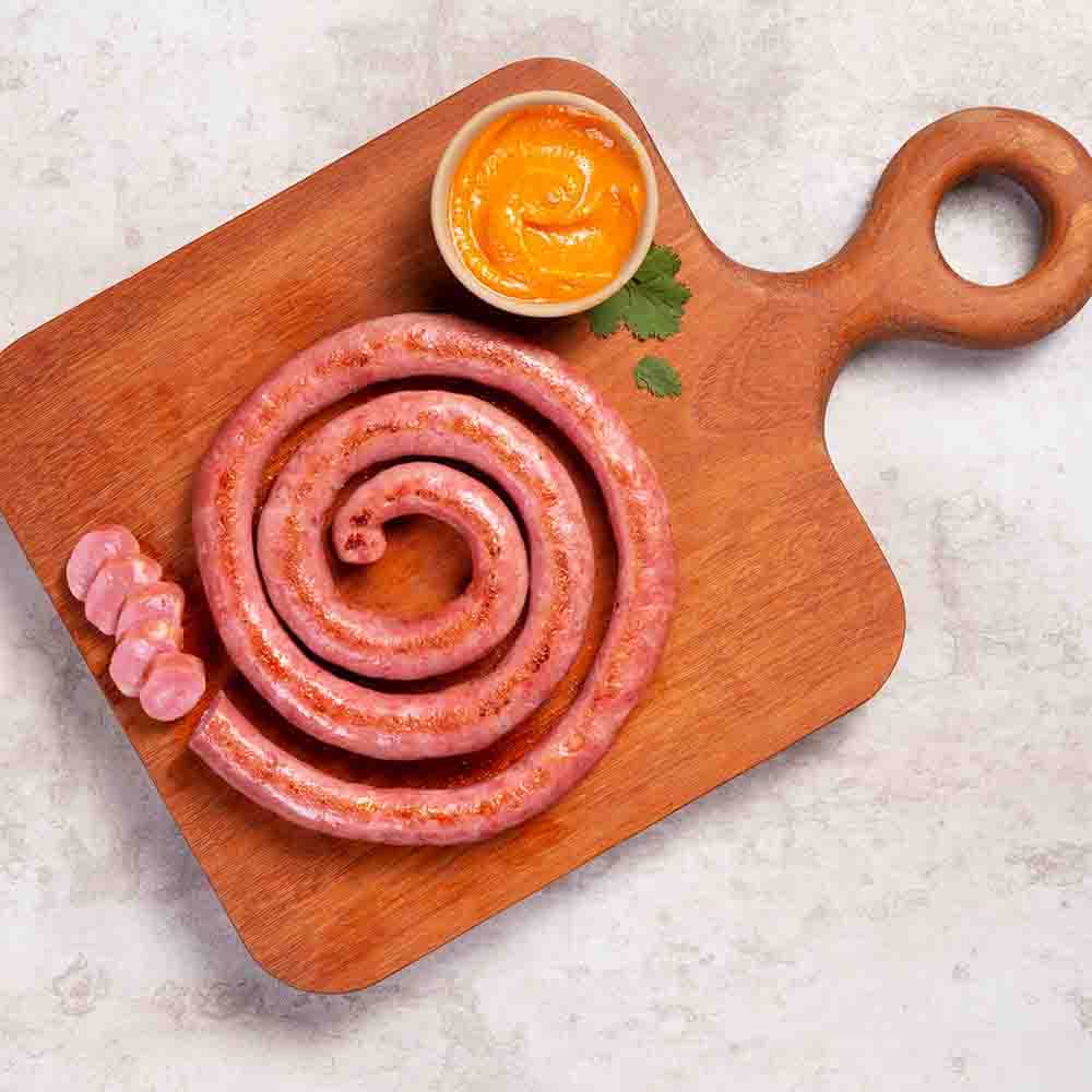 Linguiça de lombo fina com molho de pimenta caseiro
