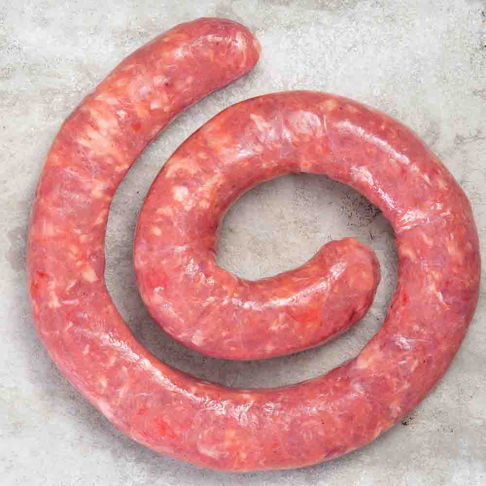 Linguiça suína com pimenta biquinho e maionese verde