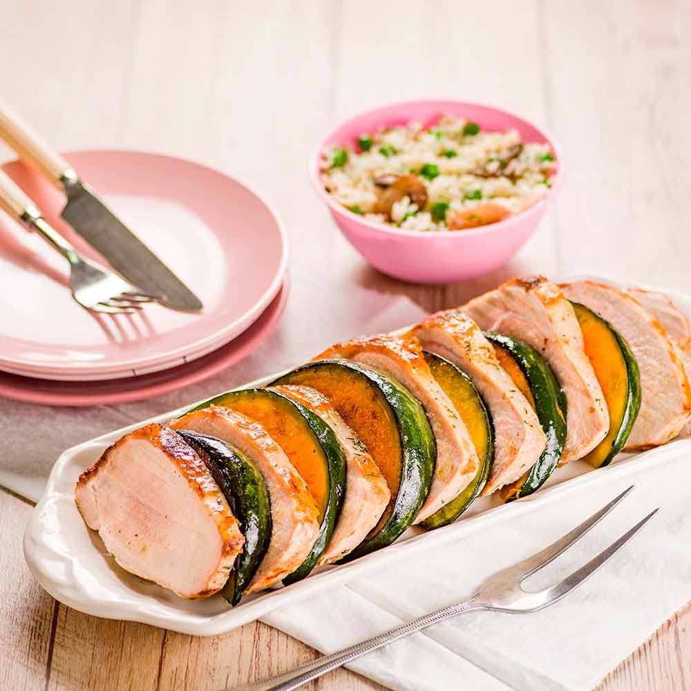 Receita de Lombo Suíno com Abóbora Assada