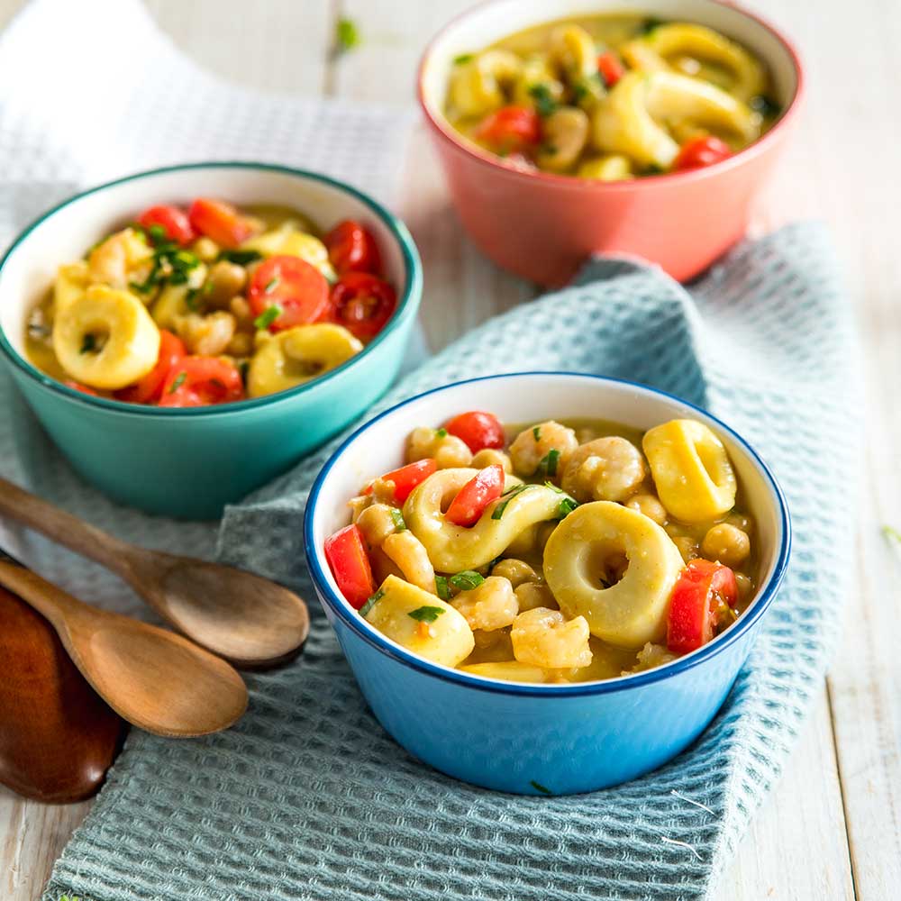 Lula em Anéis com Grão de Bico ao Molho de Leite de coco e curry