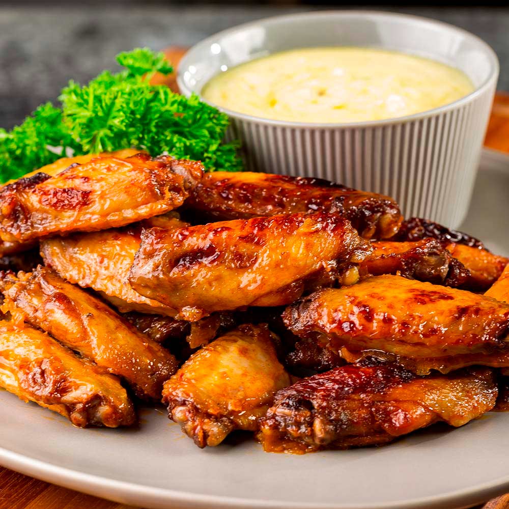 Meio da Asa com Molho BBQ com Molho de Queijo