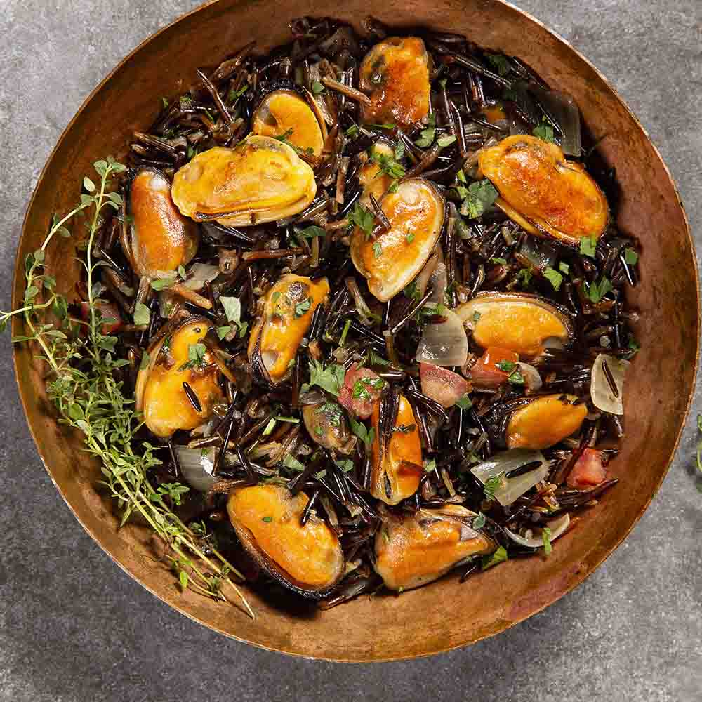 Mexilhão com Arroz Selvagem