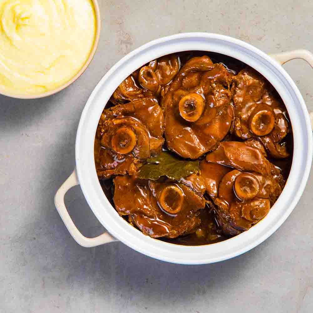 Ossobuco de Vitelo na Cerveja com Purê de Batatas