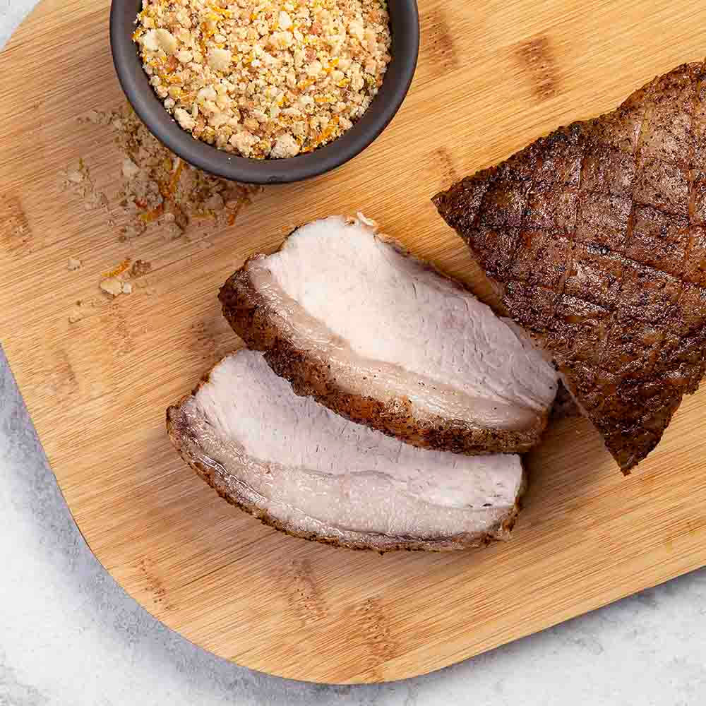 Receita de Picanha suína na brasa com farofa cítrica de limão