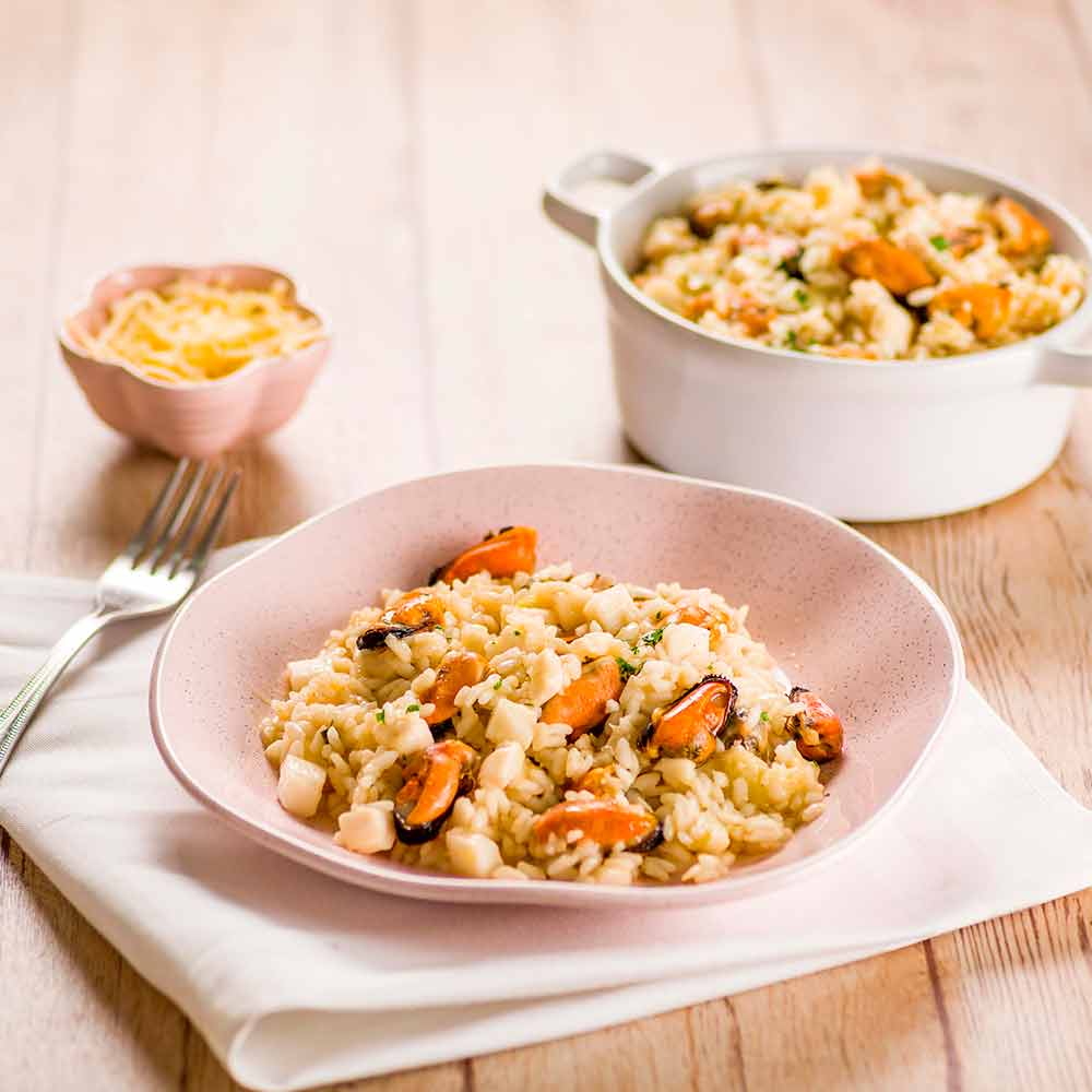Risoto de Mexilhão e Palmito
