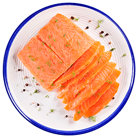 Prato com salmão curado