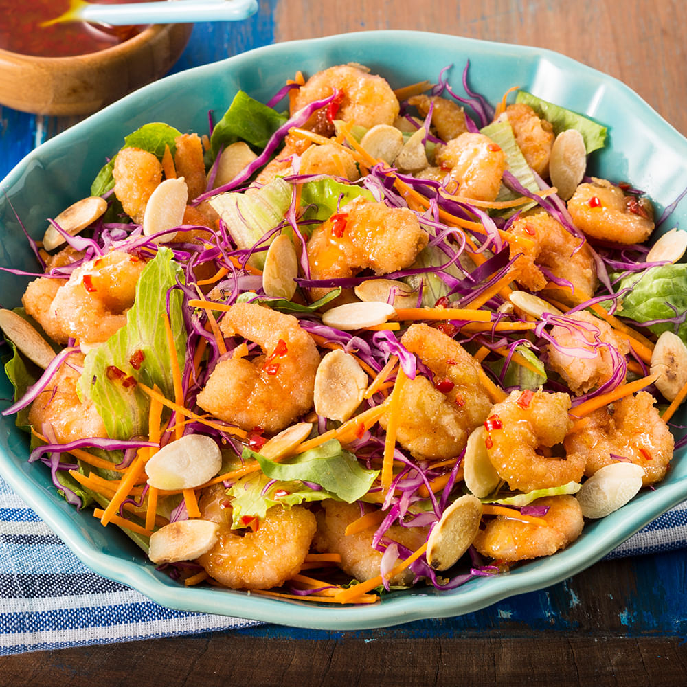 Salada de Camarão Agridoce com Molho Picante