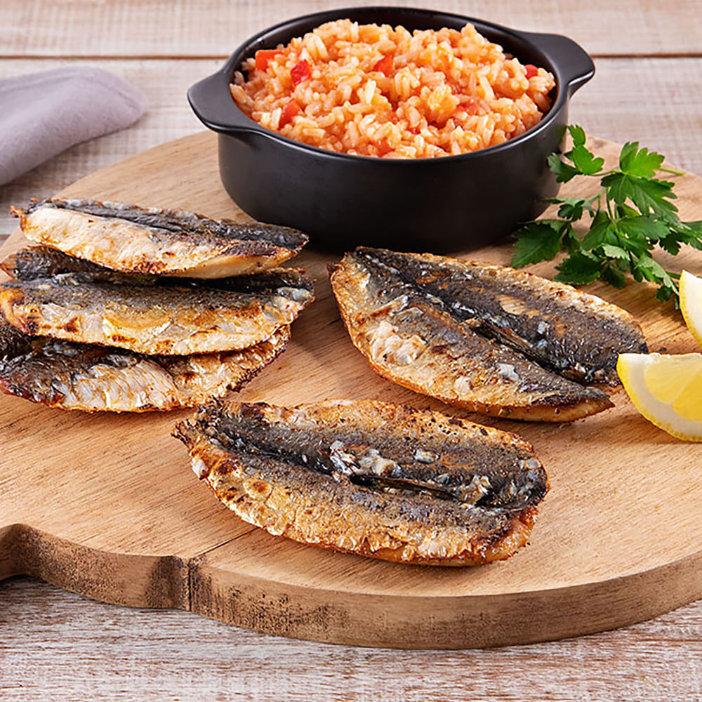 Sardinha com Arroz Caldoso de Tomates