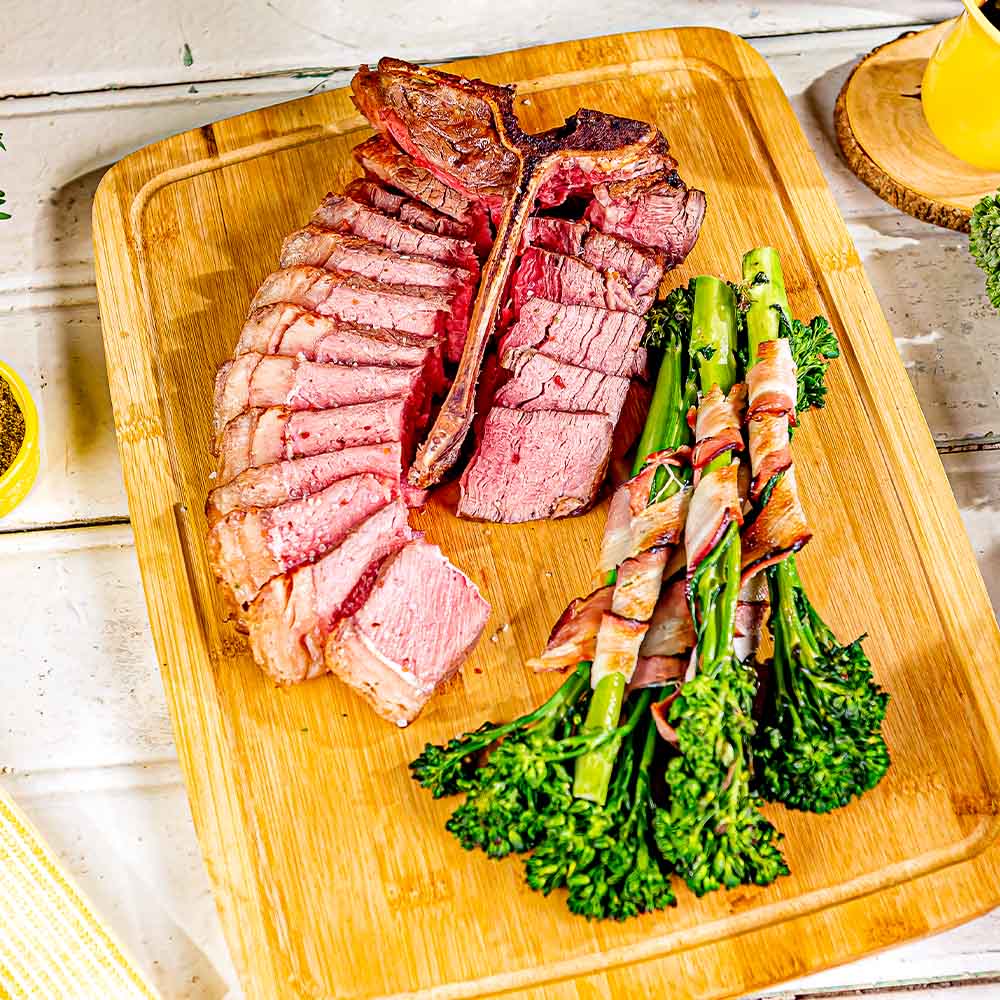 Receita de T-Bone Glaceado na Cerveja Preta e Brócolis